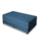 Puff Cama Dobrável Casal Cor Suede Azul Marinho