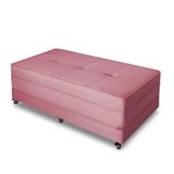 Puff Cama Dobrável Casal Cor Suede Rosê