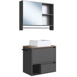 Conjunto Armario E Gabinete Com Cuba 60cm Mel Grafite Proddy