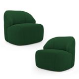 Kit 02 Poltronas Decorativas Kaya Orgânica Bouclê Verde - Desk Design