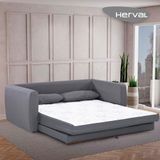Sofá-cama Casal 2 Lugares Herval Cairo, Linho Cinza, 158 Cm