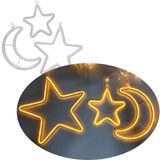 Pisca Varal Cortina Leds Amarela Estrelas Luas Natal De 2,5m