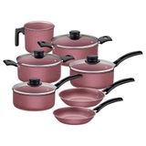 Jogo 7 Panelas Turim Alumínio Starflon Max 7 Tramontina Rosa