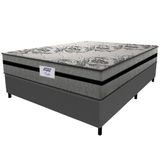 Cama Box Casal Queen Colchão Gazin Com Molas Ensacadas Rubi 158x198x70cm Suede Cinza/preto Cinza