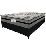 Cama Box Casal Queen Colchão Gazin Com Molas Ensacadas Rubi 158x198x70cm Suede Preto/cinza Cinza