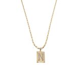 Cordão 60cm Masculino Feminino Pingente Letra N Banhado Ouro