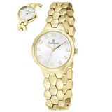 Relógio Champion Feminino Ref: Cf24546h Fashion Dourado