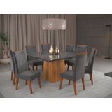 Mesa De Jantar Quadrada Monza Com 8 Cadeiras Madeira Maciça Vegas Mel/grafite