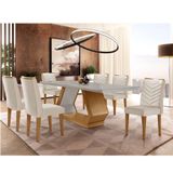 Mesa De Jantar 6 Lugares Retangular Rufato Alvorada Londrina Veludo Creme/off White/imbuia
