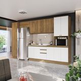 Cozinha Modulada Celeste Kappesberg 100% Mdf Nogueira/branco 8 Peças