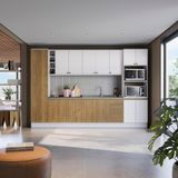 Cozinha Modulada Celeste Kappesberg 100% Mdf Branco/nogueira 9 Peças