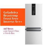 Refrigerador Brastemp Inverse Frost Free A+++ 447 Litros Branco com Smart Flow e Fresh Box - BRE57FB