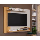 Painel Home P/ Tv Até 50 Pol Floripa C/ Prateleiras Ripado 161x135cm Off White/nature - Permóbili