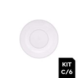 Jogo 6 Pratos Raso De Melamina Basic Branco 25cm Lyor