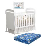 Berço Americano Danny Branco Fosco Com Colchão Physical E Travesseiro Baby Reller Móveis Branco Fosco