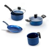 Conjunto De Panelas Colore Enjoy 4pçs Antiaderente Alegrete Azul Stone