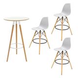 Kit 3 Banquetas Altas Eiffel Com Mesa Bistrô Para Cozinha, Área Gourmet E Espaços Comerciais Compacto E Funcional