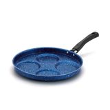 Frigideira 4 Ovos Multiuso Divisórias Antiaderente Grill Azul Stone