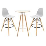Kit 2 Banquetas Altas Eiffel Com Mesa Bistrô Branco Para Cozinha, Área Gourmet E Espaços Comerciais Compacto E Funcional