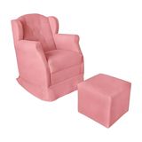 Poltrona Amamentação Balanço Confortável E Puff Suede Ariel