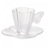 Kit 4 Xícaras Chá Vidro Pires Butterfly 180ml Wolff