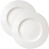 Jogo Prato Raso Jantar 4 Pessoas 4pçs Aba Larga Branco 28cm