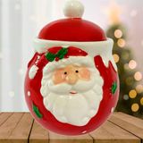 Açucareiro Decoração Natal Papai Noel Pote Em Cerâmica 14cm