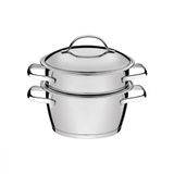 Cuscuzeira Tramontina Allegra 16Cm Inox Fundo Triplo 2 Peças