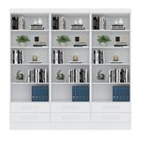 Livreiro Multiuso Com 2 Gavetas Branco Kit Com 3 - Fdecor