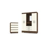 Kit Guarda Roupa Elegance 4pts E Cômoda Rio Imbuia Champanhe