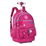Mochila De Rodinhas Luluca Juvenil Escolar Meninas - Rosa