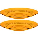 Jogo Pratos Raso Jantar 2 Pessoas 2pçs Âmbar Em Vidro 23cm