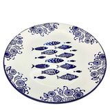 Jogo Prato Raso Jantar 4 Pessoas 4pçs Peixe Praia Mar 26cm