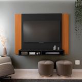 Painel Tokyo Para Tv Até 43" Com 02 Nichos Preto/ripado