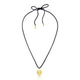 Colar Chapéu No Cordão De Algodão Revestido Em Ouro Cor Preto