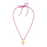 Colar Chapéu No Cordão De Algodão Revestido Em Ouro Cor Rosa