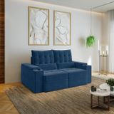 Sofá Retrátil Reclinável Com Porta Copos E Usb 3 Lugares 190cm Embaúba Extra Cabecasa Madeiramadeira Azul Diamante