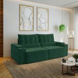 Sofá Retrátil Reclinável Com Porta Copos E Usb 4 Lugares 240cm Embaúba Extra Cabecasa Madeiramadeira Verde Diamante