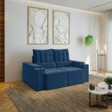 Sofá Retrátil Reclinável Com Porta Copos E Usb 3 Lugares 180cm Embaúba Extra Cabecasa Madeiramadeira Azul Diamante