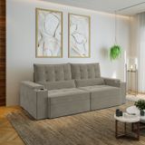 Sofá Retrátil Reclinável Com Porta Copos E Usb 4 Lugares 240cm Embaúba Extra Cabecasa Madeiramadeira Cinza Claro Fosco