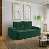 Sofá Retrátil Reclinável Com Porta Copos E Usb 3 Lugares 210cm Embaúba Extra Cabecasa Madeiramadeira Verde Diamante