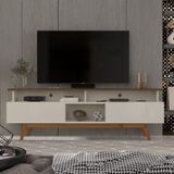 Rack Para Tv Até 70 Polegadas 2 Gavetas Grécia 180cm Off White E Freijó