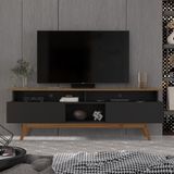 Rack Para Tv Até 70 Polegadas 2 Gavetas Grécia 180cm Preto E Nature