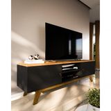 Rack Para Tv Até 70 Polegadas 2 Portas Viena 180cm Preto E Nature