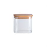 Pote De Vidro Flat Com Tampa De Bambu Hermético Para Mantimentos 600ml - Oikos
