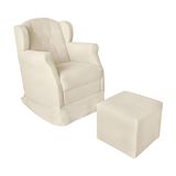 Poltrona Amamentação Com Balanço E Puff Luxo Suede Manuela