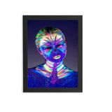 Mulher Com Tinta Neon Colorida Quadro Moldura Preta 60x40cm