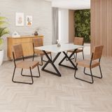 Conjunto Sala De Jantar Mesa 120x90cm Base Império Tampo Mdf Laca Com Vidro Napoli Marrom / Preto