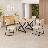 Conjunto Sala De Jantar Mesa 120x90cm Base Império Tampo Mdf Napoli Creme/preto