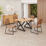 Conjunto Sala De Jantar Mesa 120x90cm Base Império Tampo Mdf Napoli Marrom/preto